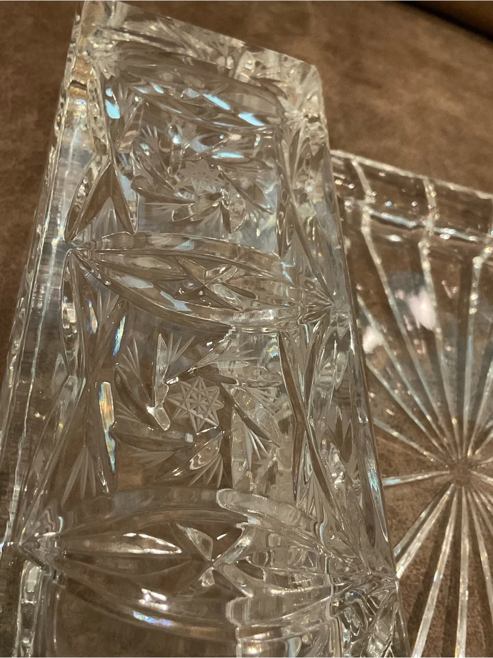 Vintage Crystal Glass Butter Dish with Pinwheel Design